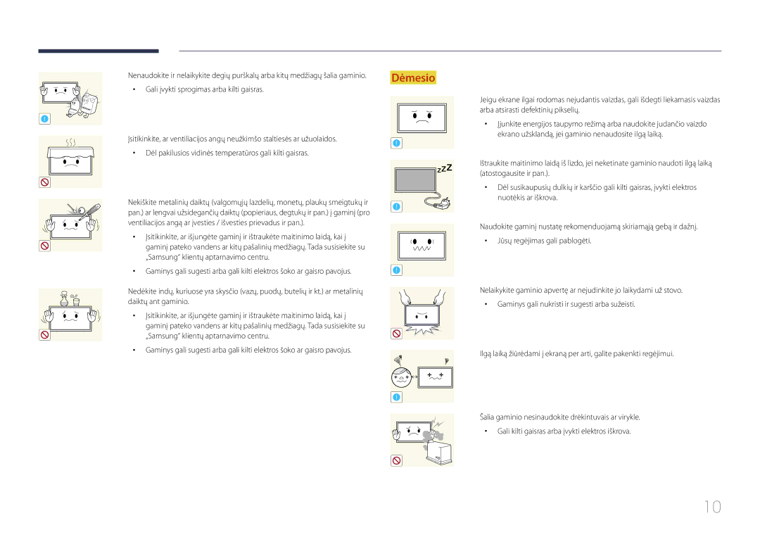 Samsung LS24C770TS/EN manual Ventiliacijos angą ar įvesties / išvesties prievadus ir pan 