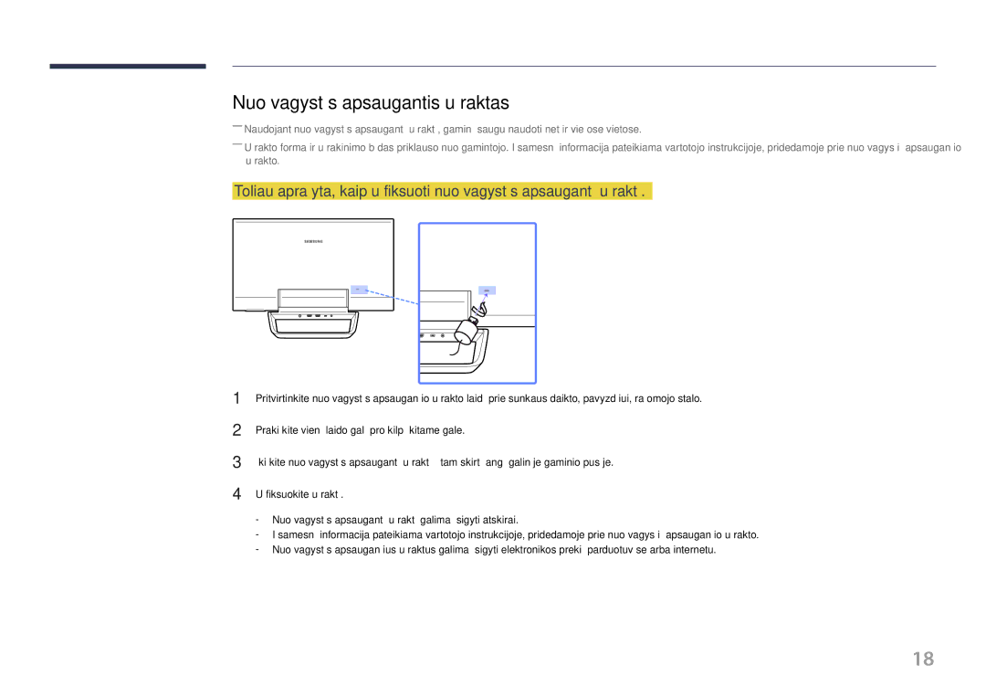 Samsung LS24C770TS/EN manual Nuo vagystės apsaugantis užraktas 