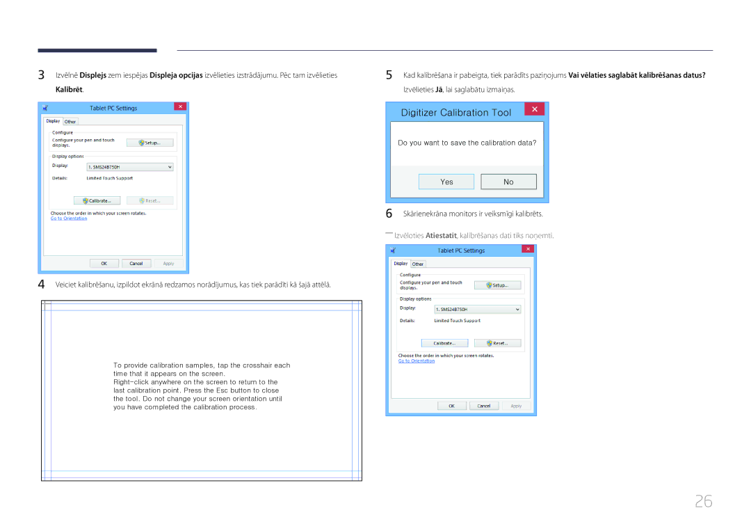 Samsung LS24C770TS/EN manual Digitizer Calibration Tool, Kalibrēt 