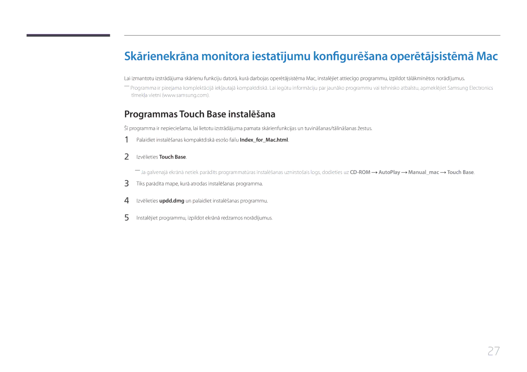 Samsung LS24C770TS/EN manual Programmas Touch Base instalēšana 