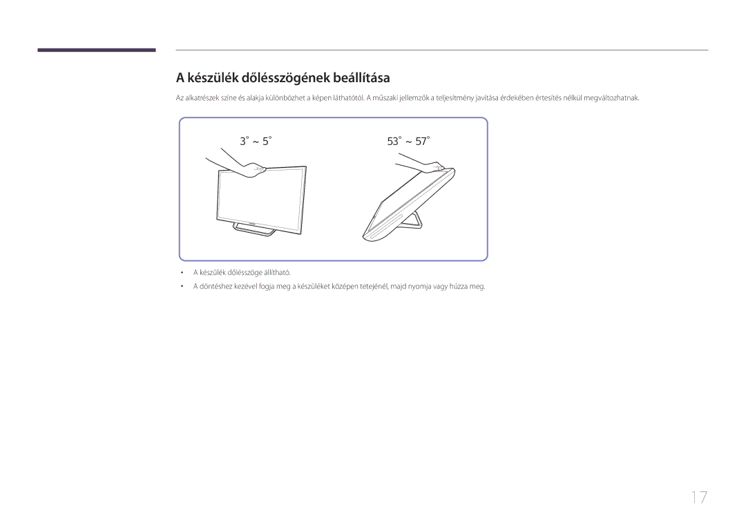 Samsung LS24C770TS/EN manual Készülék dőlésszögének beállítása, 53 ~ 