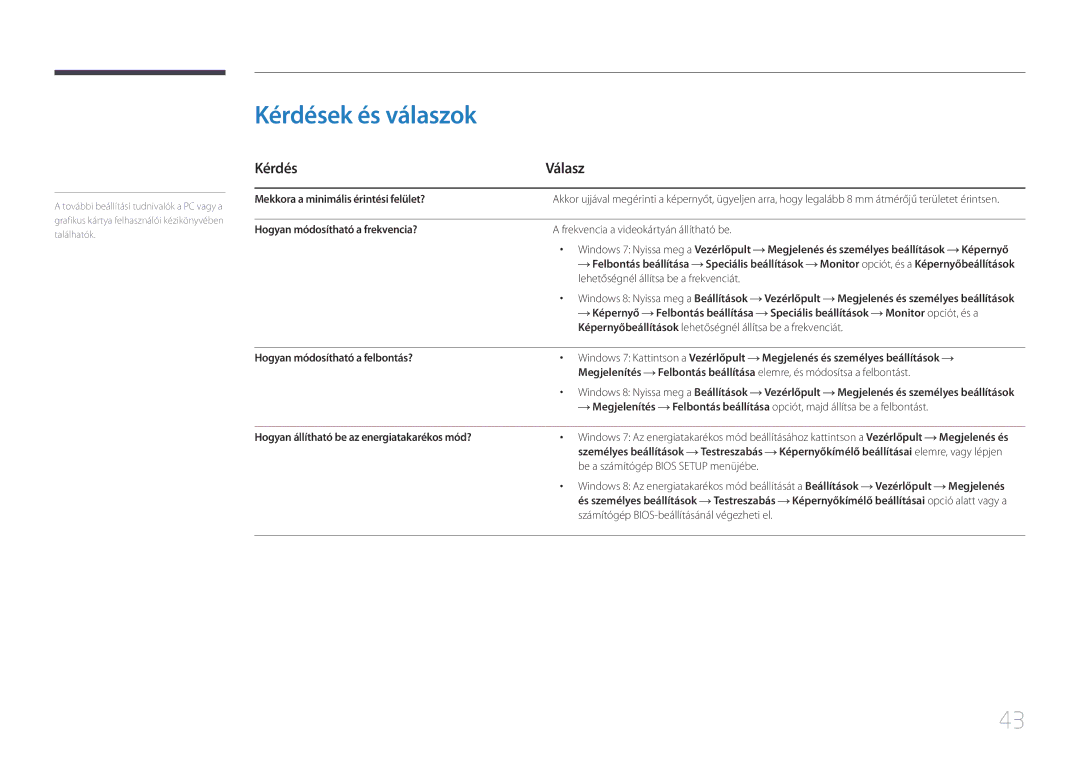 Samsung LS24C770TS/EN manual Kérdések és válaszok, Kérdés Válasz 