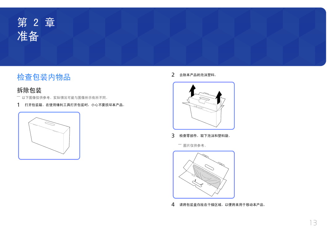 Samsung LS24C770TS/EN manual 检查包装内物品, 拆除包装 