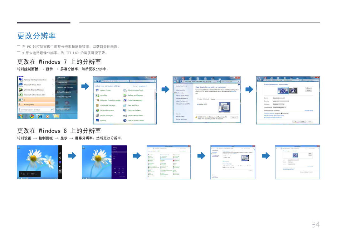 Samsung LS24C770TS/EN manual 更改分辨率 