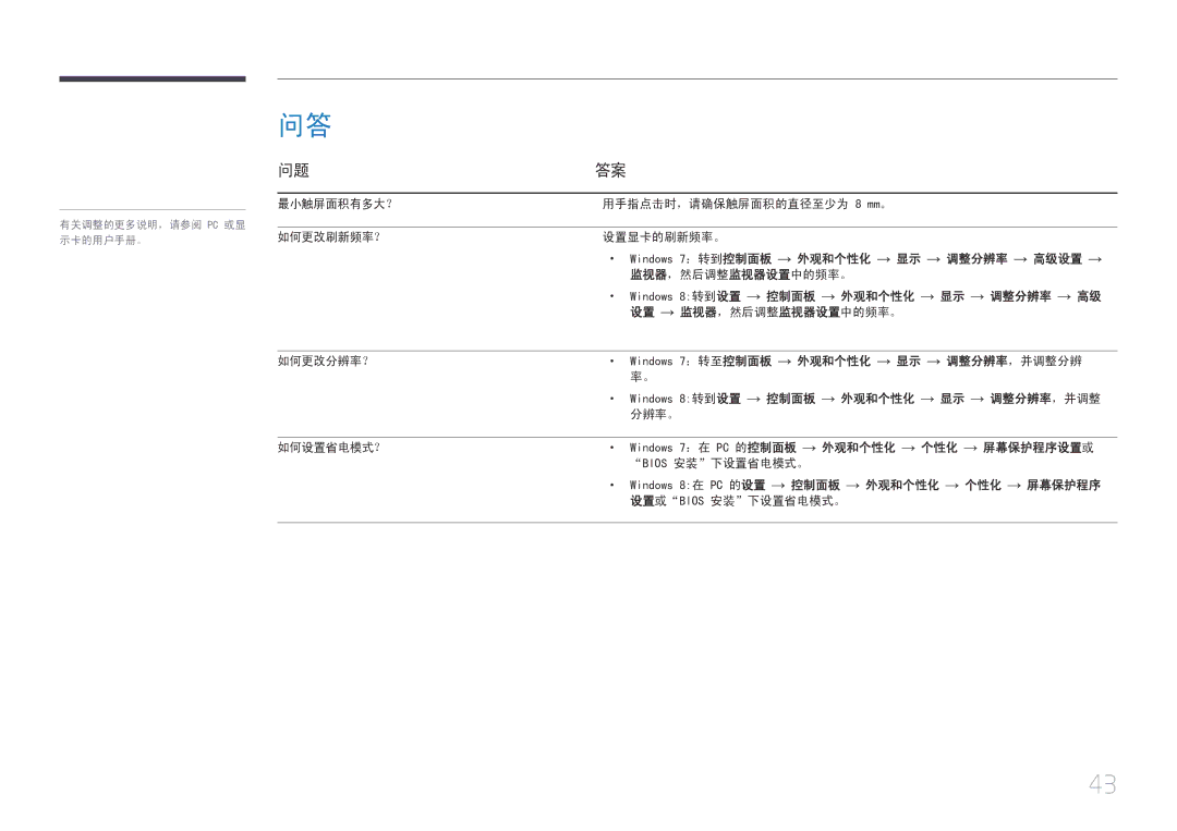 Samsung LS24C770TS/EN manual 最小触屏面积有多大？ 