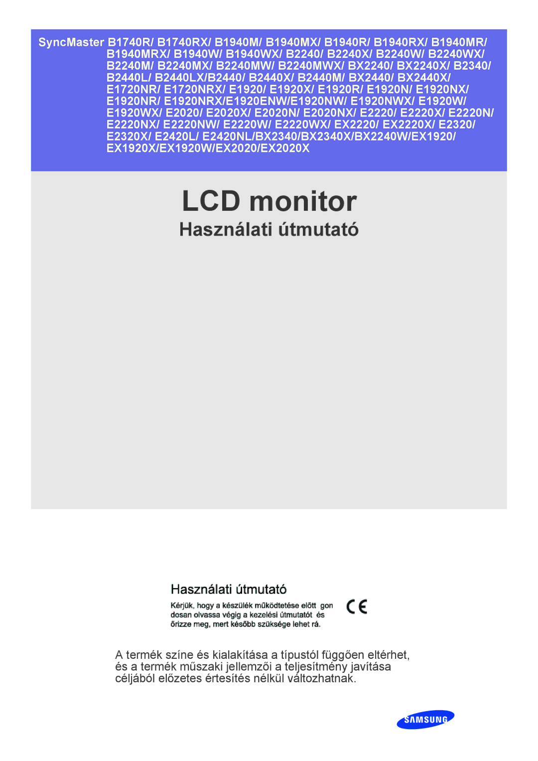 Samsung LS23CLZSB/EN, LS24CBUABV/EN, LS22CLZSB/EN, LS19CBBMS/EN, LS22CBRMSV/EN, LS22CBUABV/EN, LS22CBKMSV/EN manual LCD monitor 