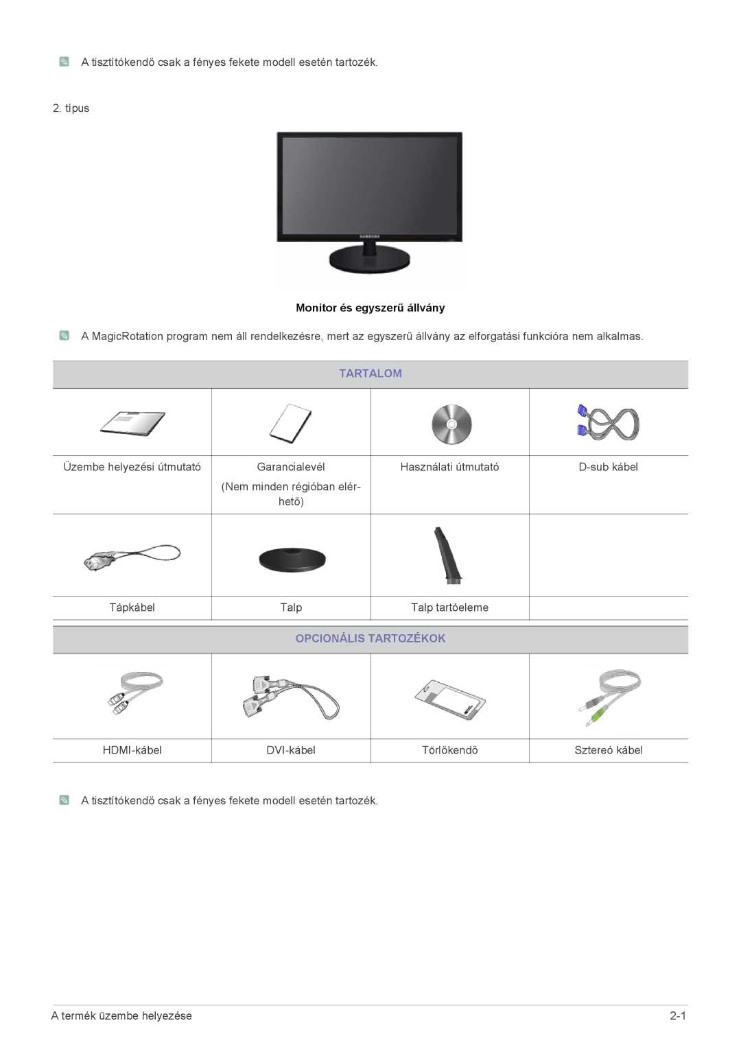 Samsung LS19CLASBUEN, LS24CBUABV/EN, LS23CLZSB/EN, LS22CLZSB/EN, LS19CBBMS/EN, LS22CBRMSV/EN manual Monitor és egyszerű állvány 