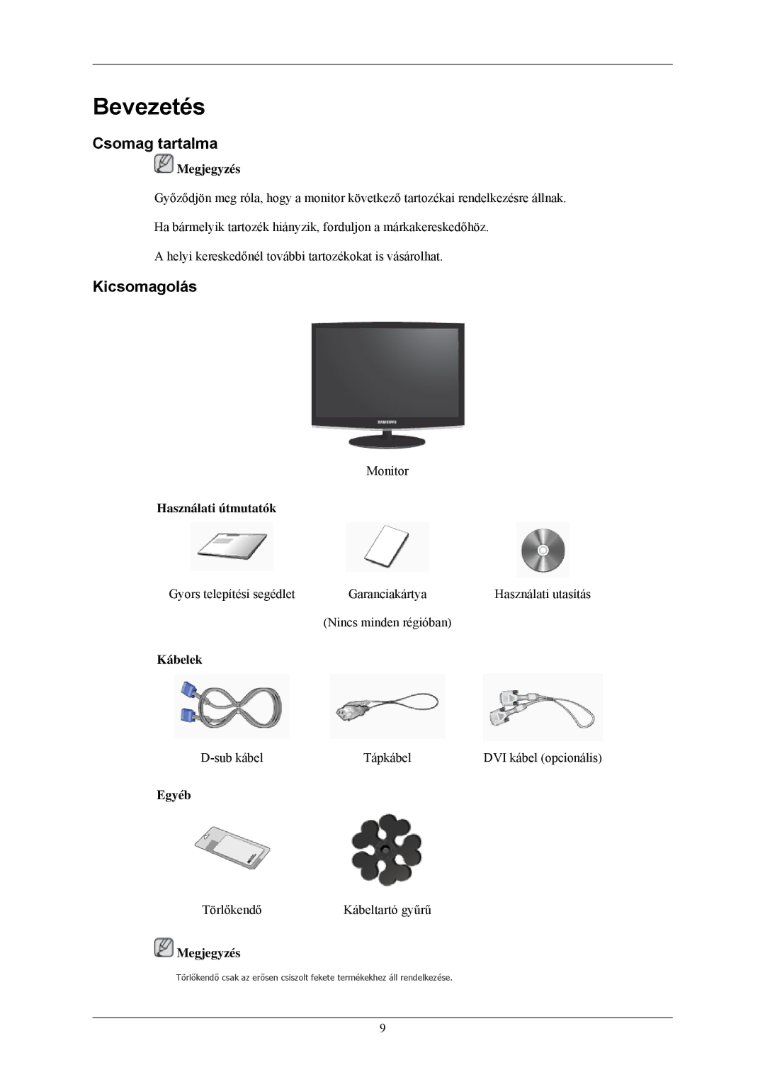 Samsung LS24CMKKFV/EN, LS24CMKKFVA/EN manual Bevezetés, Csomag tartalma, Kicsomagolás 