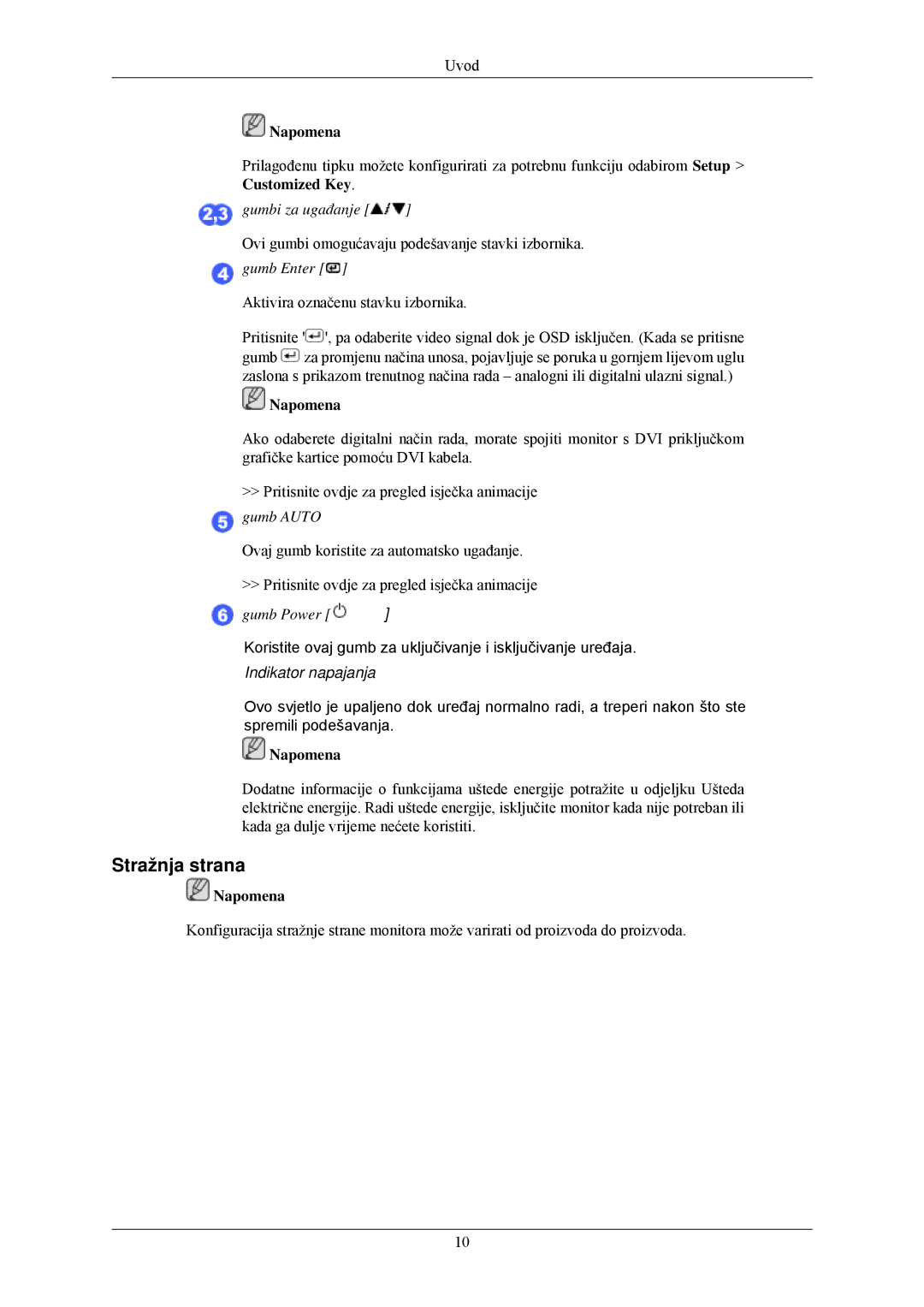 Samsung LS24CMKKFVA/EN, LS24CMKKFV/EN manual Stražnja strana, Gumb Enter 