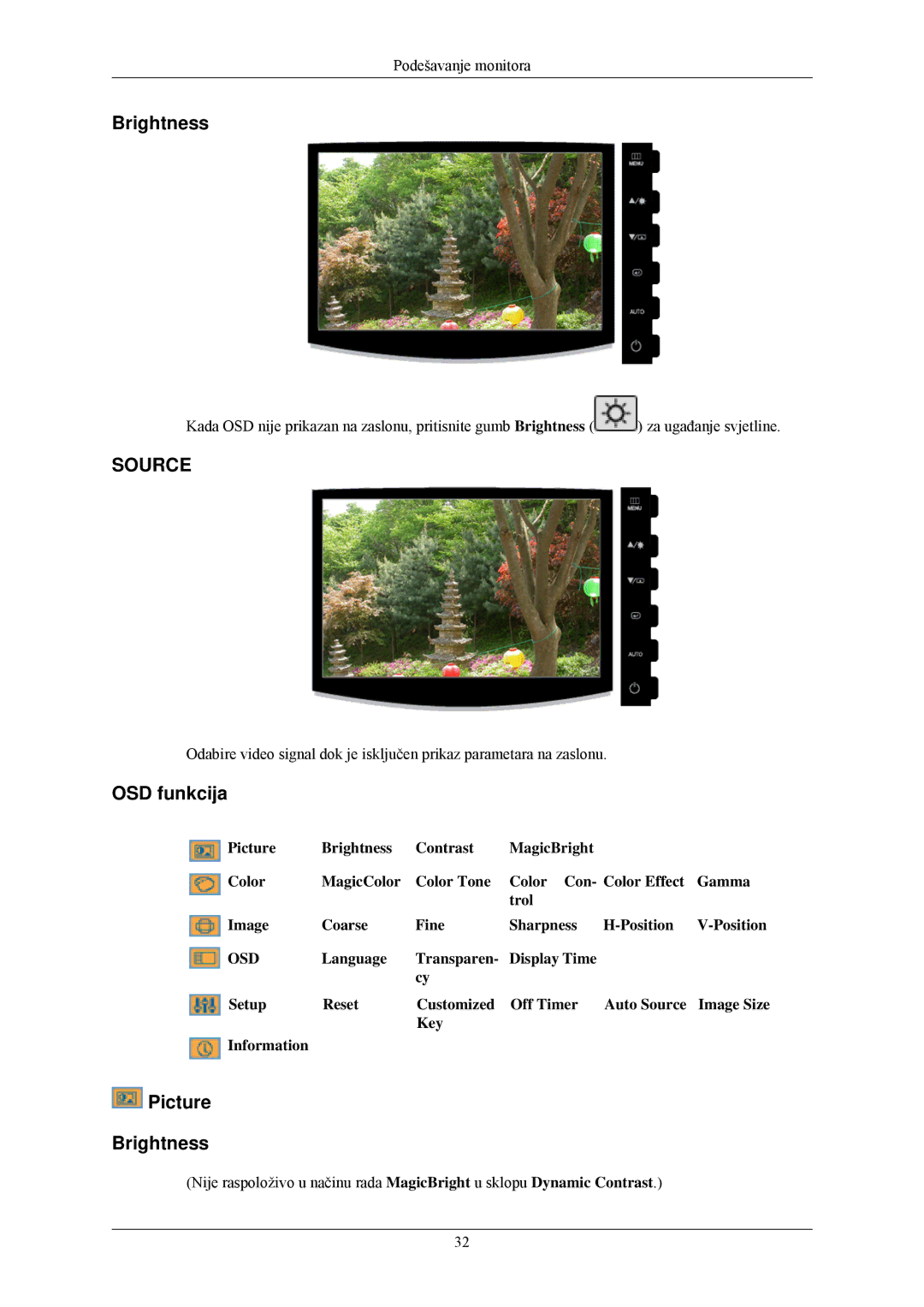 Samsung LS24CMKKFVA/EN, LS24CMKKFV/EN manual OSD funkcija, Picture Brightness 