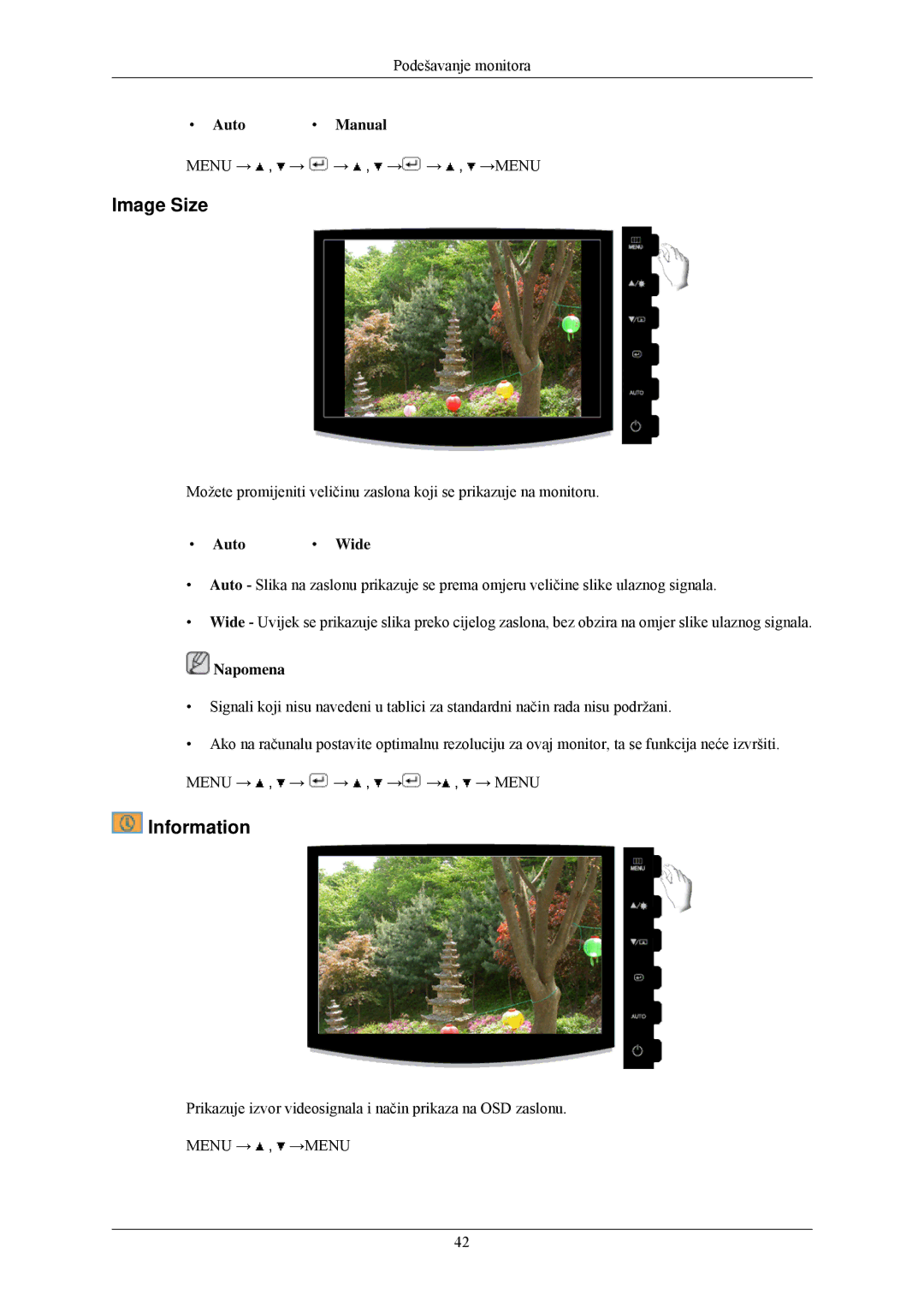 Samsung LS24CMKKFVA/EN, LS24CMKKFV/EN manual Image Size, Information, Auto Manual, Auto Wide 