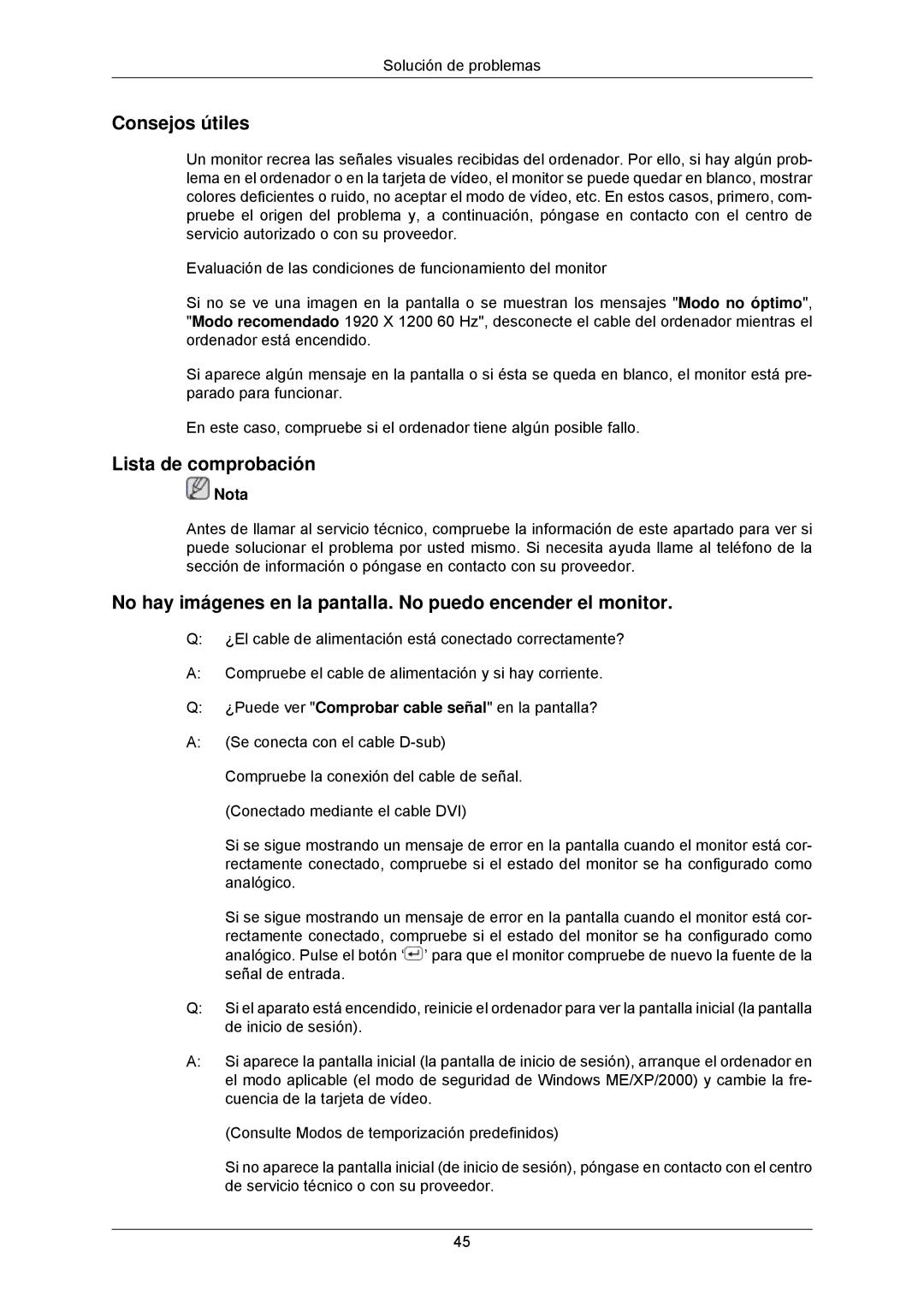 Samsung LS24CMKKFV/EN manual Consejos útiles, Lista de comprobación 