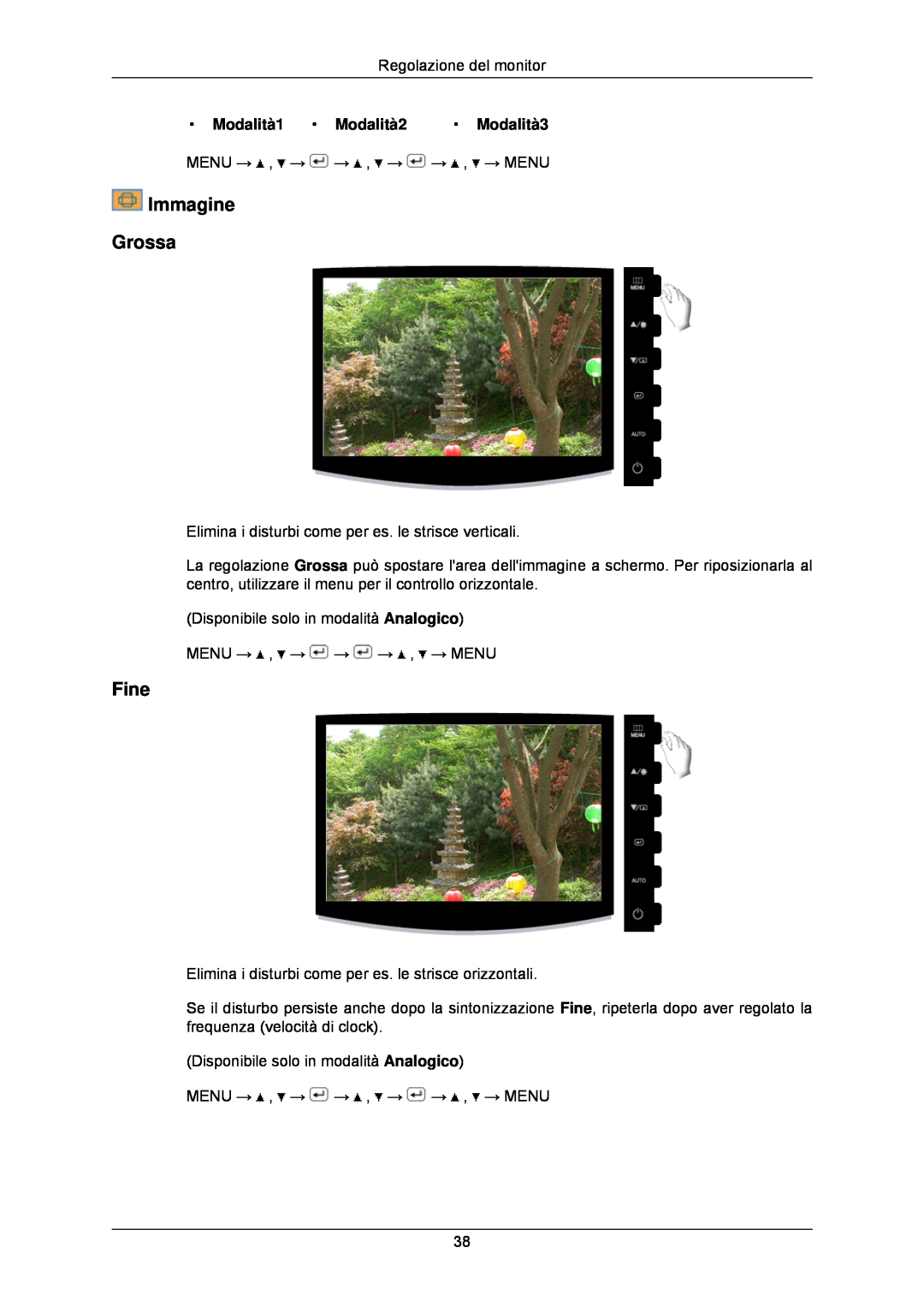 Samsung LS24CMKKFV/EN manual Immagine Grossa, Fine, Modalità1 Modalità2 Modalità3 