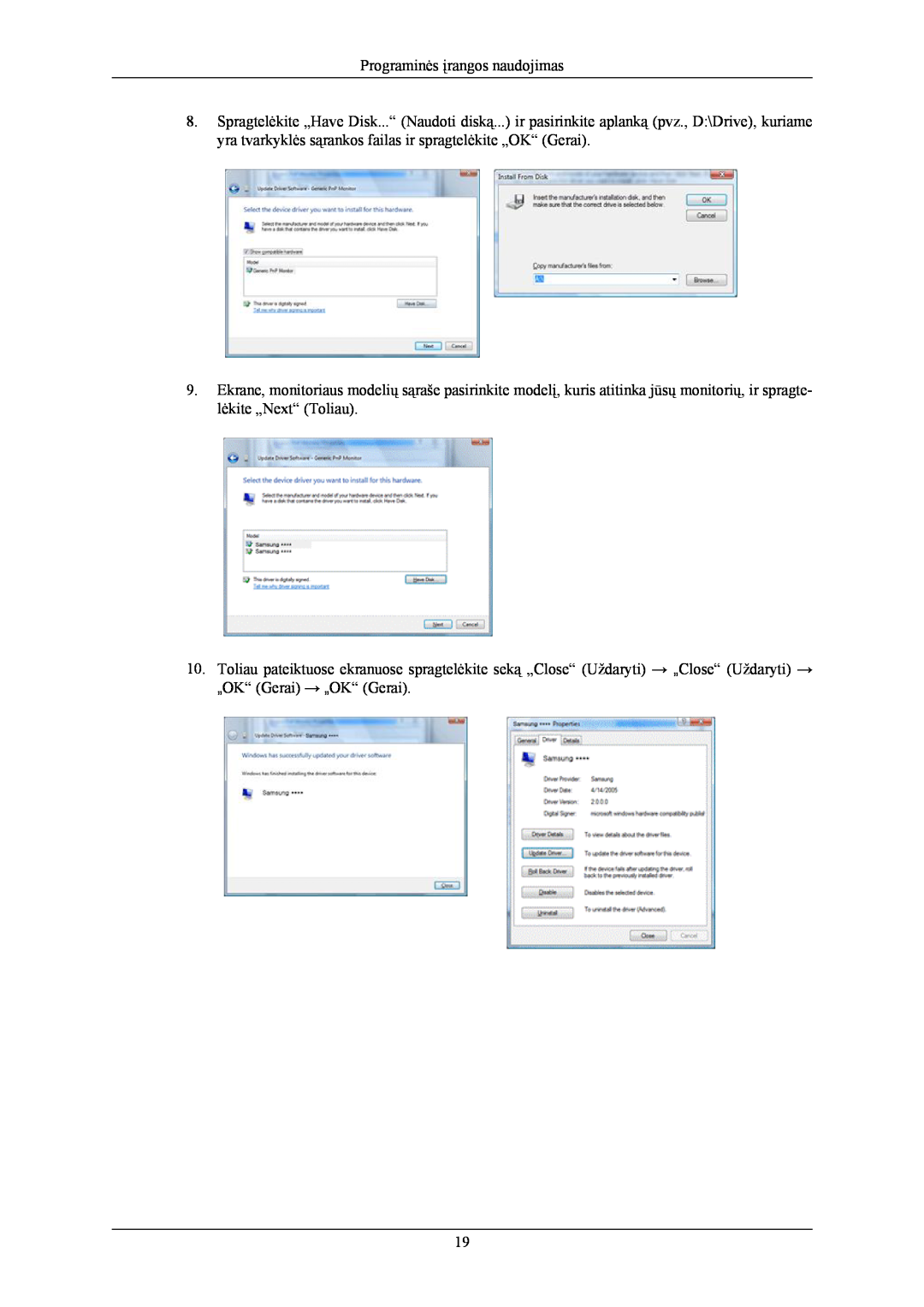 Samsung LS24CMKKFV/EN manual Programinės įrangos naudojimas 