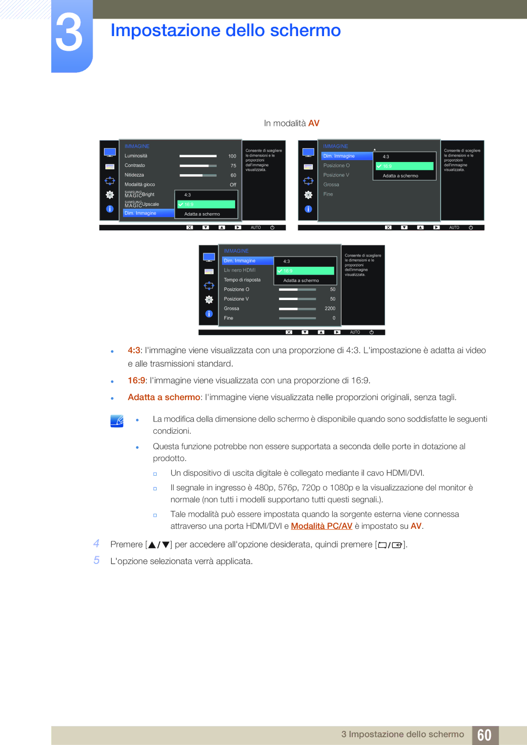 Samsung LS24D300HS/EN, LS24D300HL/EN, LS22D300HY/EN, LS22D300NY/EN, LS19D300NY/EN, LS24D300HLR/EN manual Modalità AV 