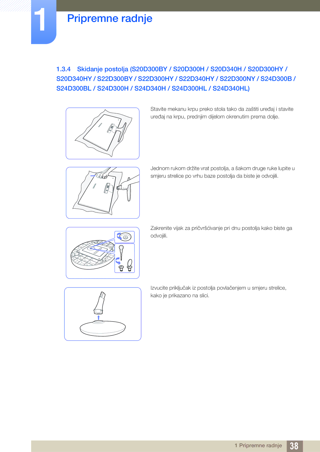 Samsung LS22D300NY/EN, LS24D300HS/EN, LS24D300HL/EN, LS22D300HY/EN, LS19D300NY/EN manual Pripremne radnje 