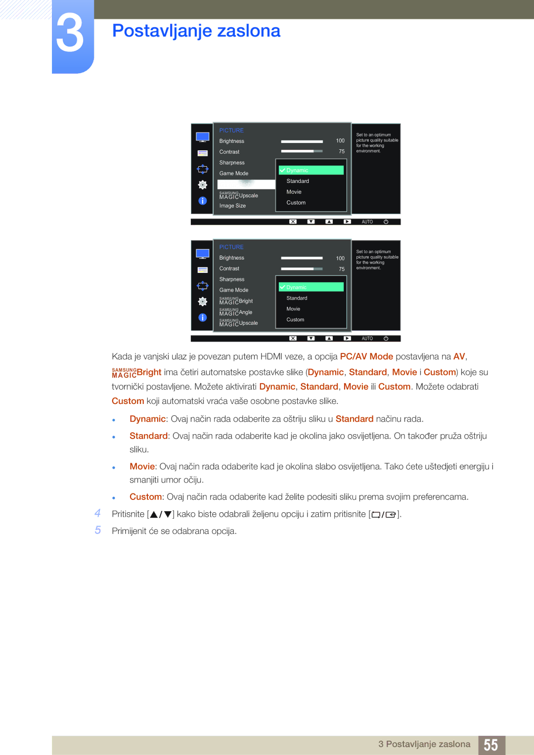 Samsung LS24D300HS/EN, LS24D300HL/EN, LS22D300HY/EN, LS22D300NY/EN, LS19D300NY/EN manual Dynamic Standard Off50 