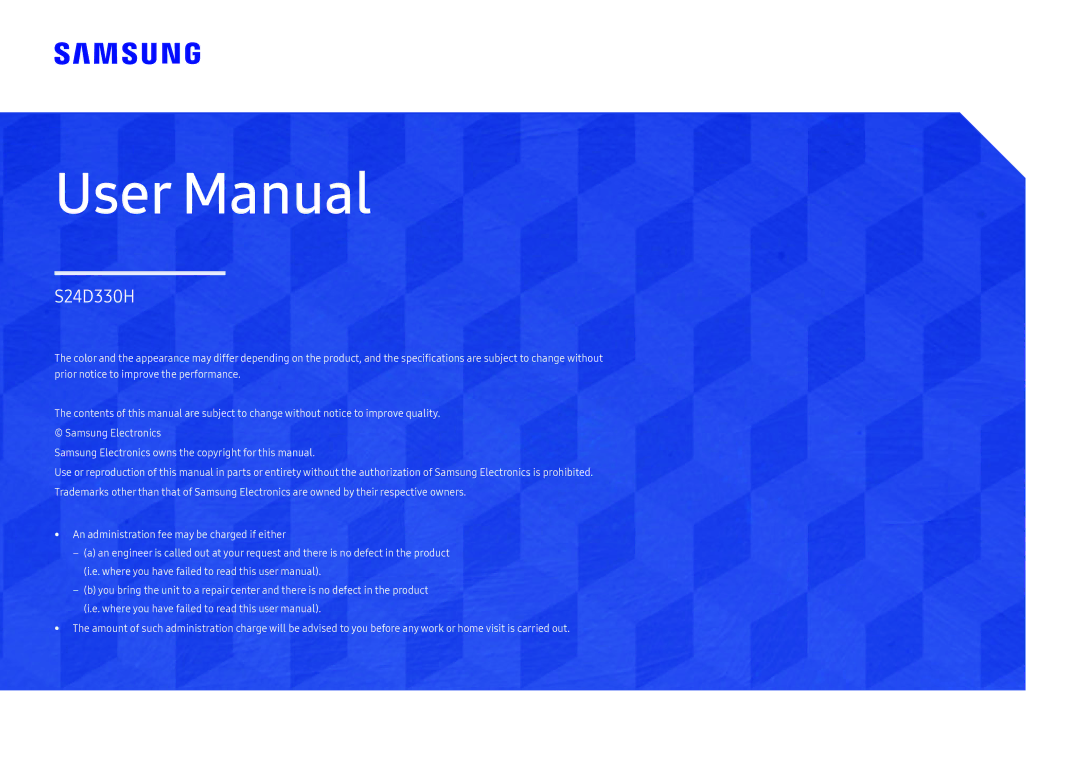 Samsung LS24D330HS/XV, LS24D330HSX/EN, LS24D330HSO/RU, LS24D330HSX/CH manual 