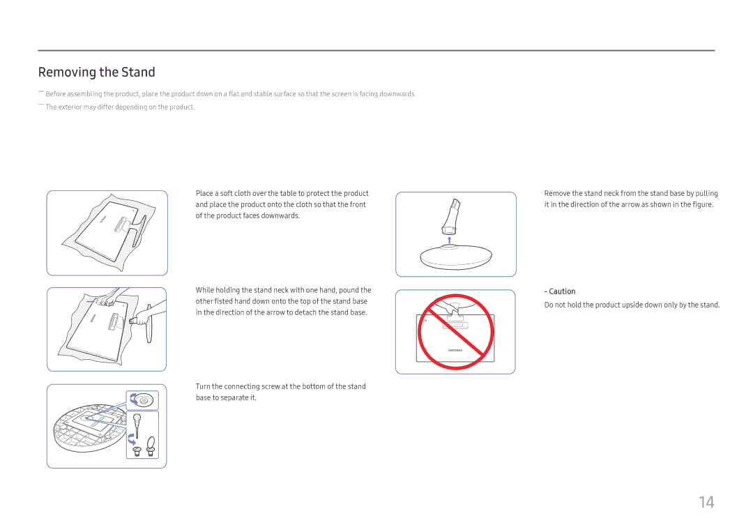 Samsung LS24D330HSO/RU, LS24D330HSX/EN, LS24D330HS/XV, LS24D330HSX/CH manual Removing the Stand 