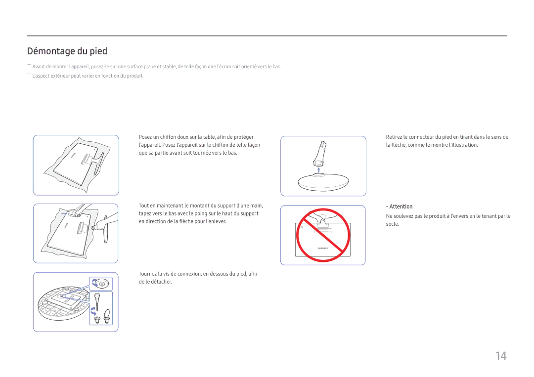 Samsung LS24D330HSX/EN manual Démontage du pied 