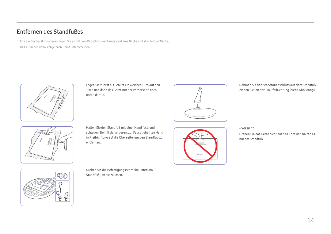 Samsung LS24D330HSX/EN manual Entfernen des Standfußes 