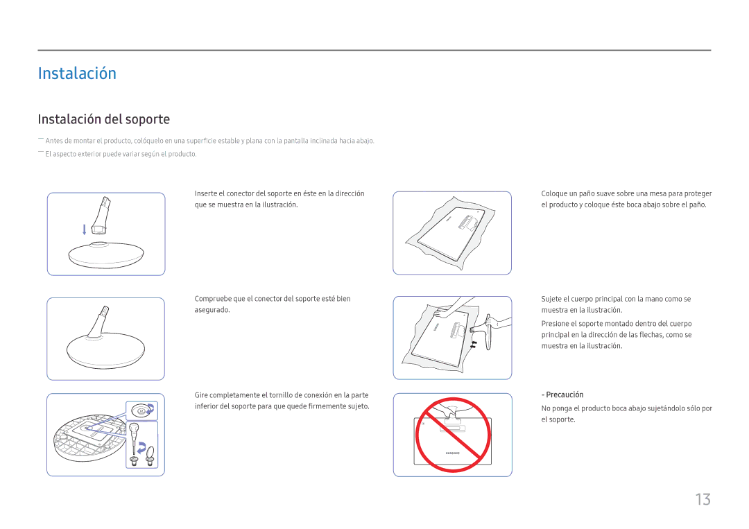 Samsung LS24D330HSX/EN manual Instalación del soporte 