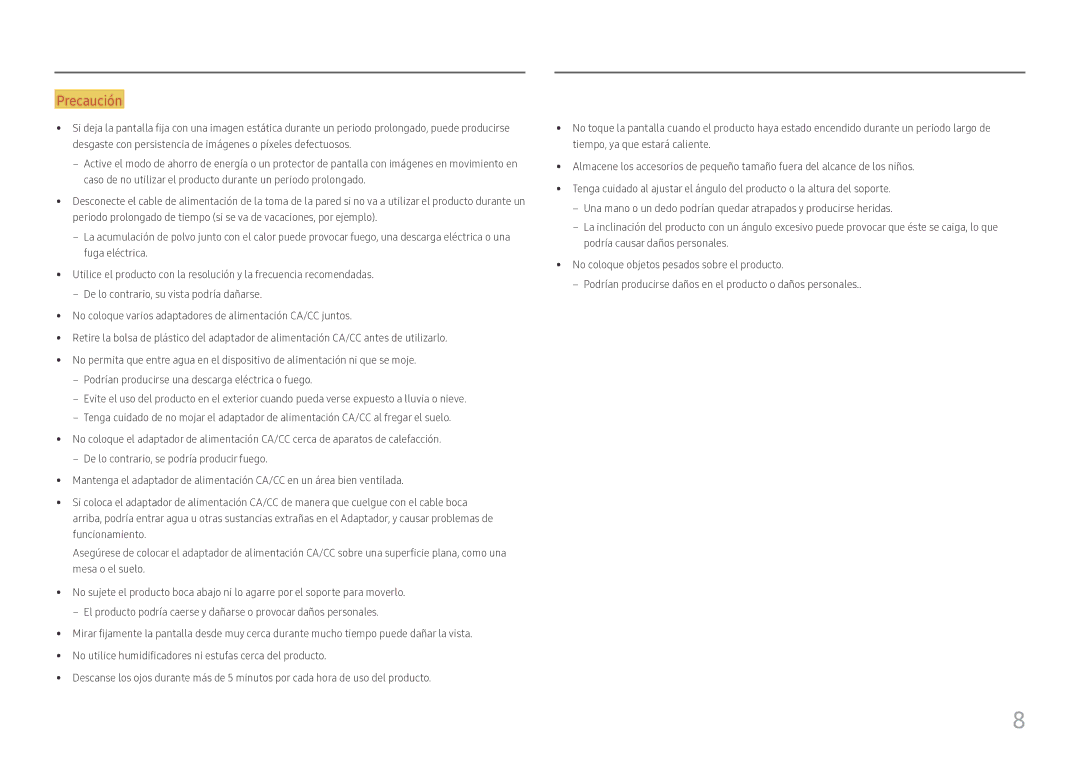 Samsung LS24D330HSX/EN manual Precaución 