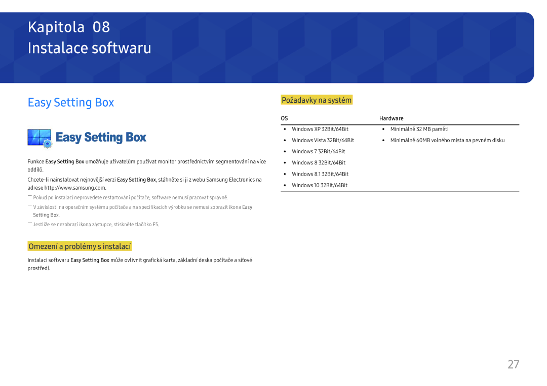 Samsung LS24D330HSX/EN manual Instalace softwaru, Easy Setting Box 