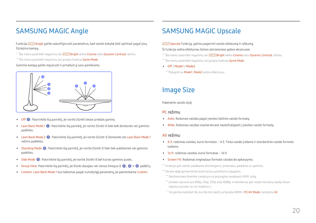 Samsung LS24D330HSX/EN manual Samsung Magic Angle, Samsung Magic Upscale, Image Size 