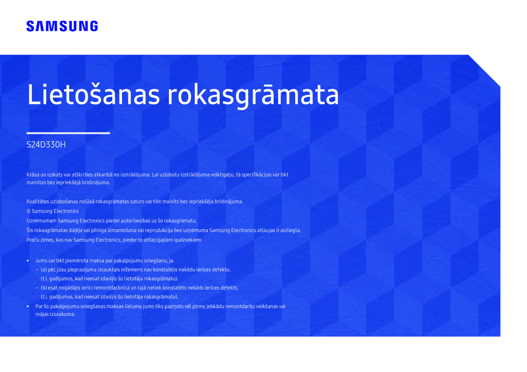 Samsung LS24D330HSX/EN manual Lietošanas rokasgrāmata 