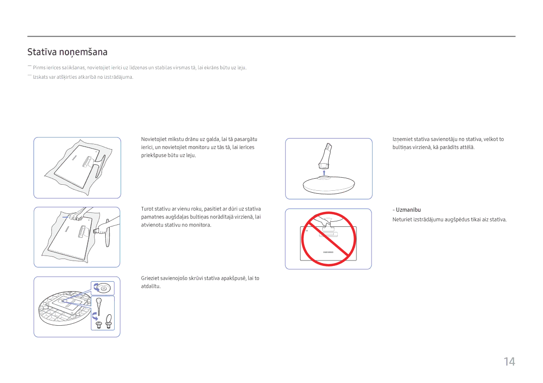 Samsung LS24D330HSX/EN manual Statīva noņemšana 