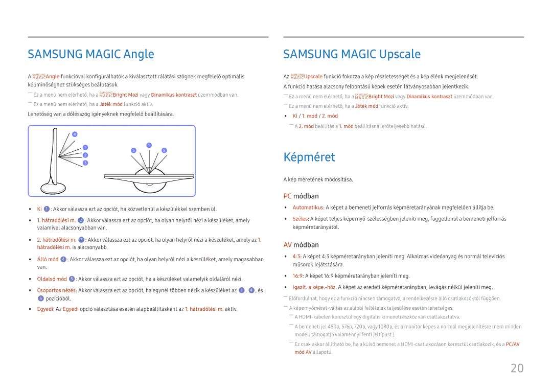 Samsung LS24D330HSX/EN manual Samsung Magic Angle, Samsung Magic Upscale, Képméret 