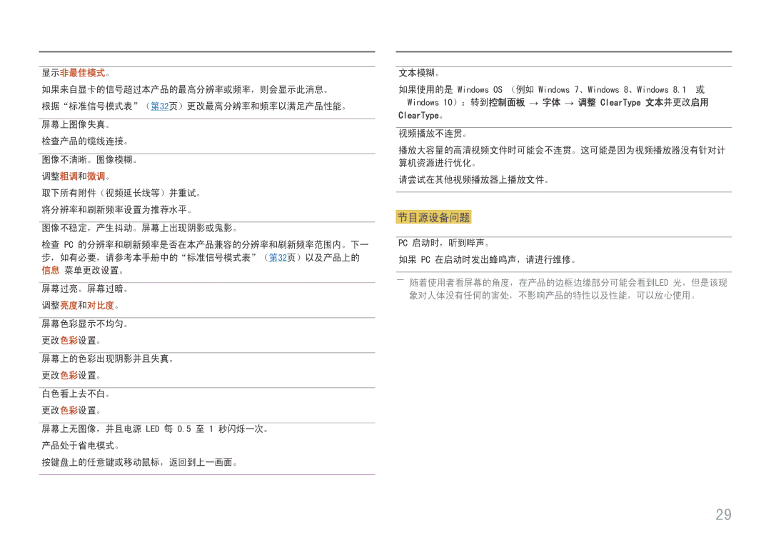 Samsung LS24D330HSX/EN manual 节目源设备问题 