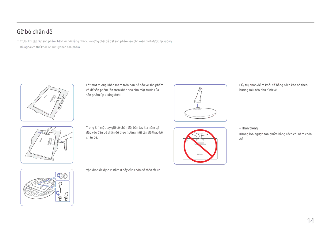 Samsung LS24D330HS/XV manual Gỡ bỏ̉ chân đế 