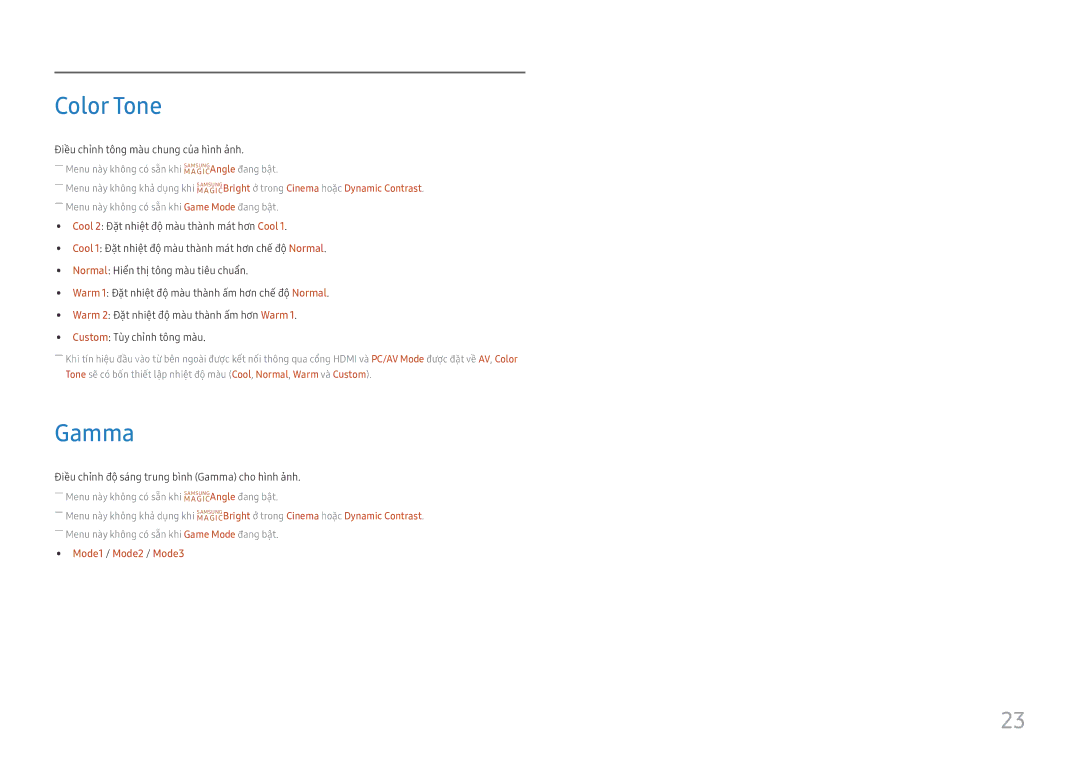 Samsung LS24D330HS/XV manual Color Tone, Gamma, Mode1 / Mode2 / Mode3 