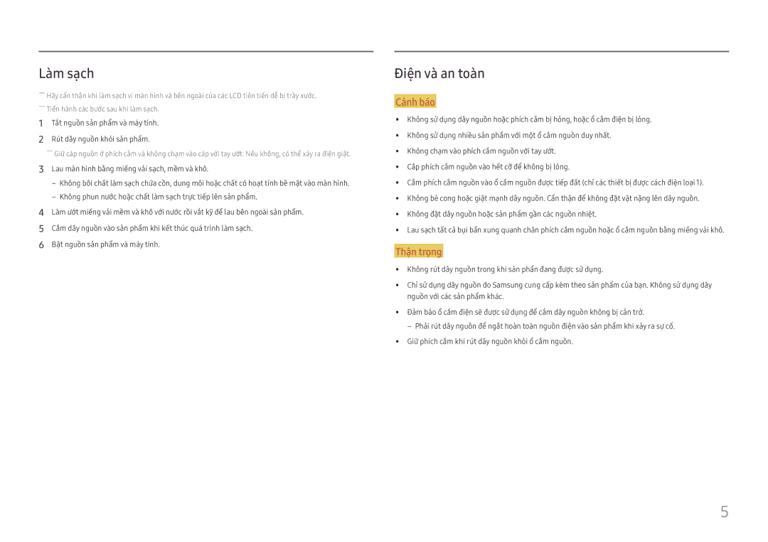 Samsung LS24D330HS/XV manual Làm sạch, Điên và an toàn 