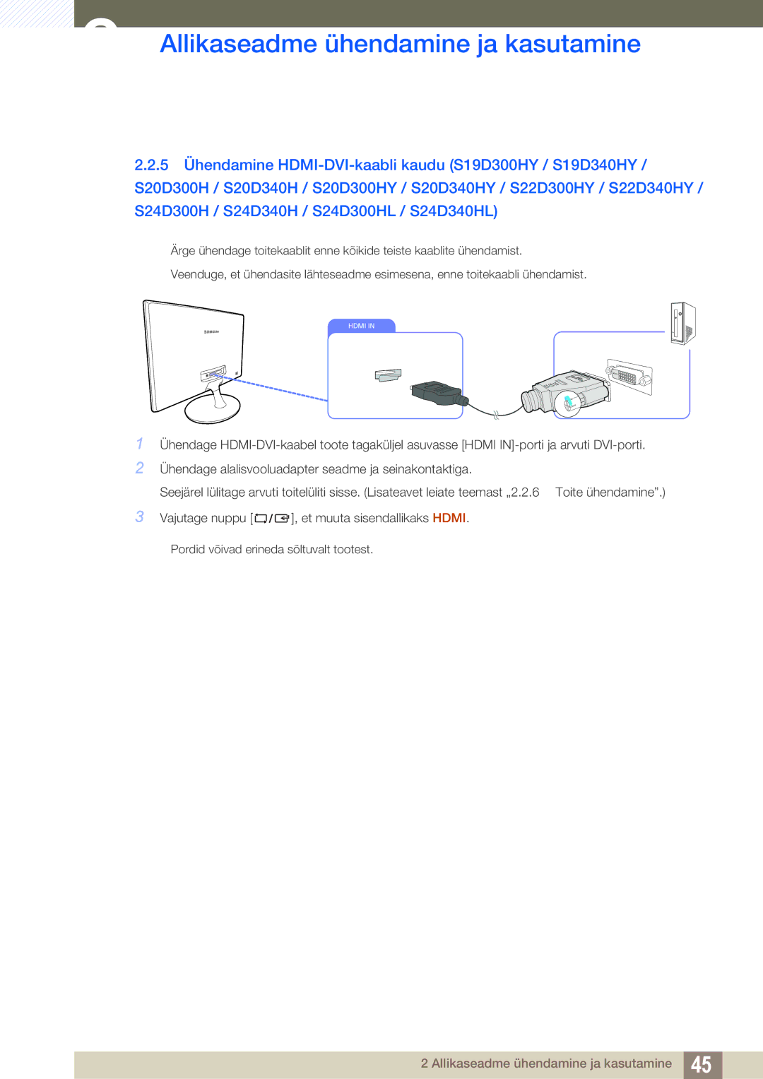 Samsung LS24D340HSX/EN, LS24D300HS/EN, LS22D300HY/EN, LS22D300NY/EN, LS19D300NY/EN manual Hdmi 