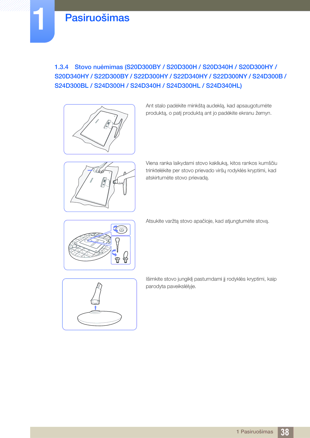 Samsung LS22D300NY/EN, LS24D340HSX/EN, LS24D300HS/EN, LS22D300HY/EN, LS19D300NY/EN manual Pasiruošimas 