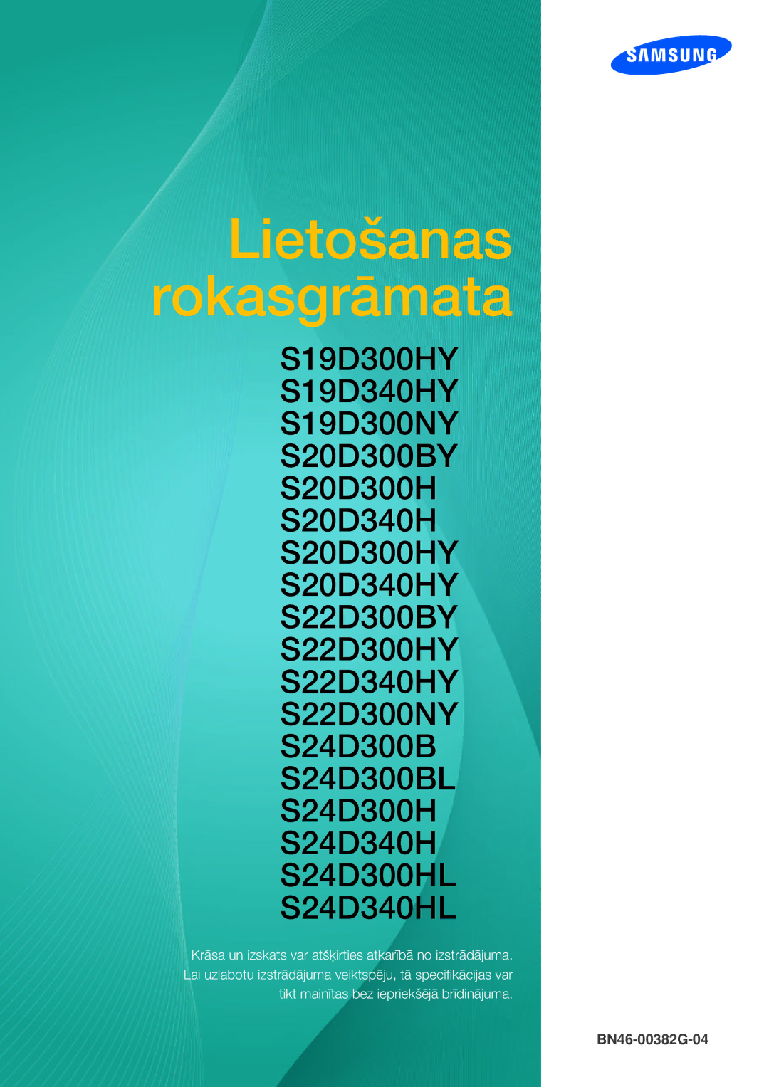 Samsung LS24D300HS/EN, LS24D340HSX/EN, LS22D300HY/EN, LS22D300NY/EN, LS19D300NY/EN manual Lietošanas Rokasgrāmata 