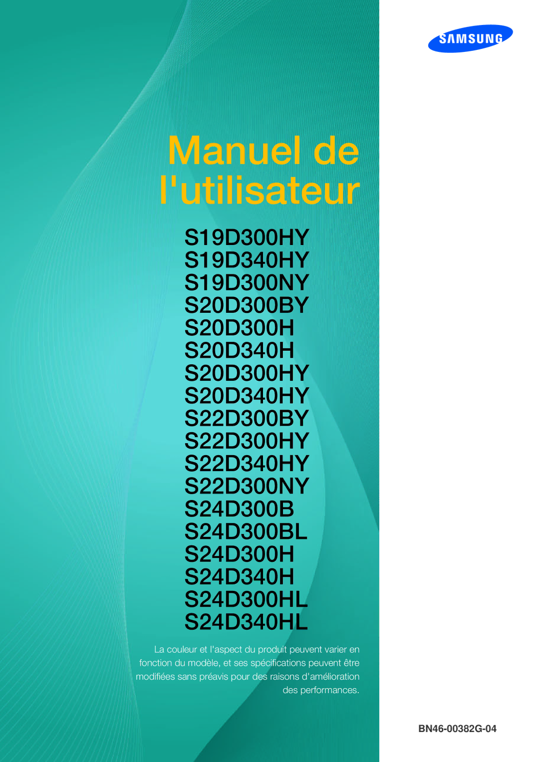 Samsung LS24D300HS/EN, LS24D340HSX/EN, LS24D300HL/EN, LS22D300HY/EN, LS22D300NY/EN manual Manuel de lutilisateur 