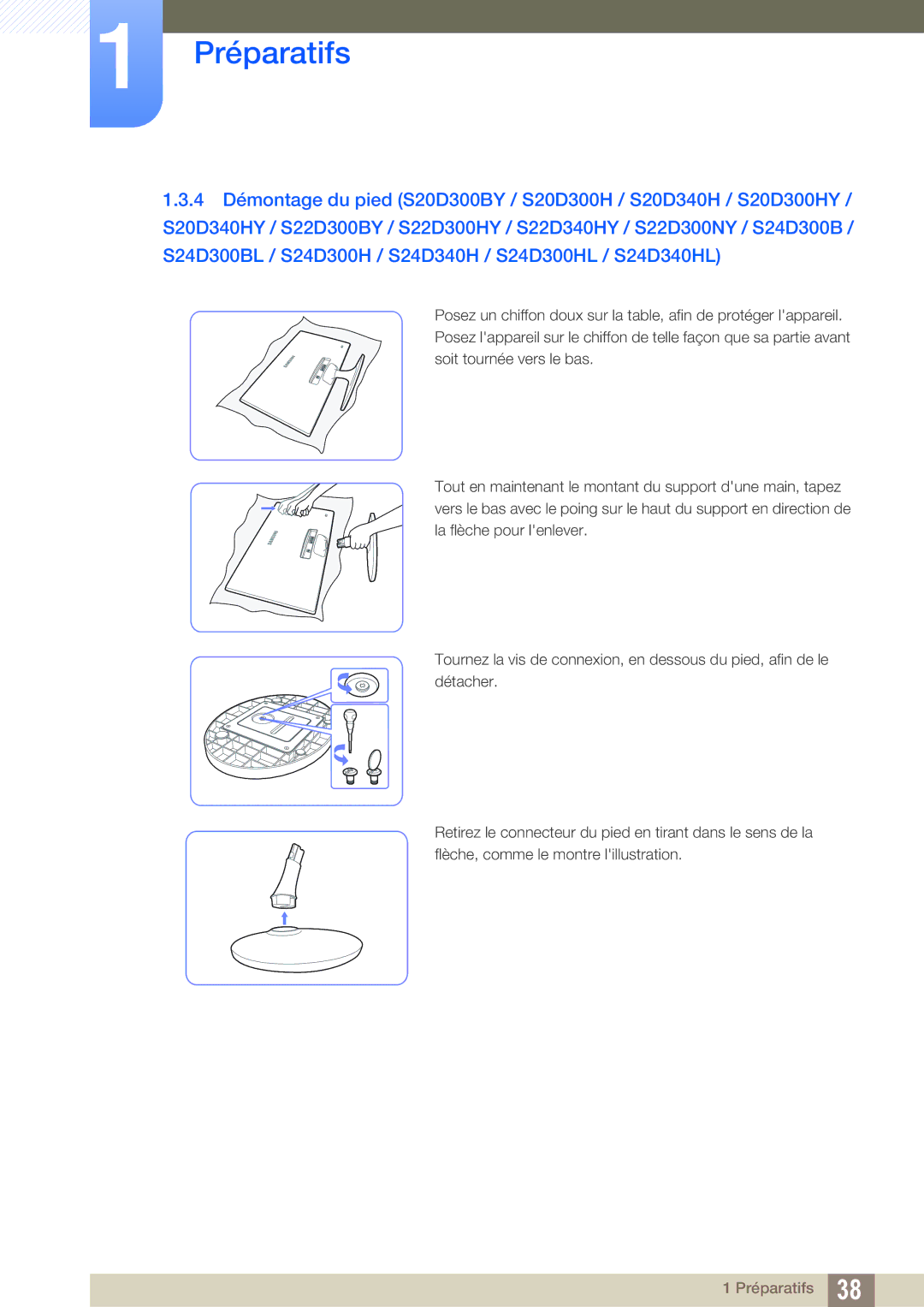 Samsung LS24D300HL/EN, LS24D340HSX/EN, LS24D300HS/EN, LS22D300HY/EN, LS22D300NY/EN, LS19D300NY/EN manual Préparatifs 