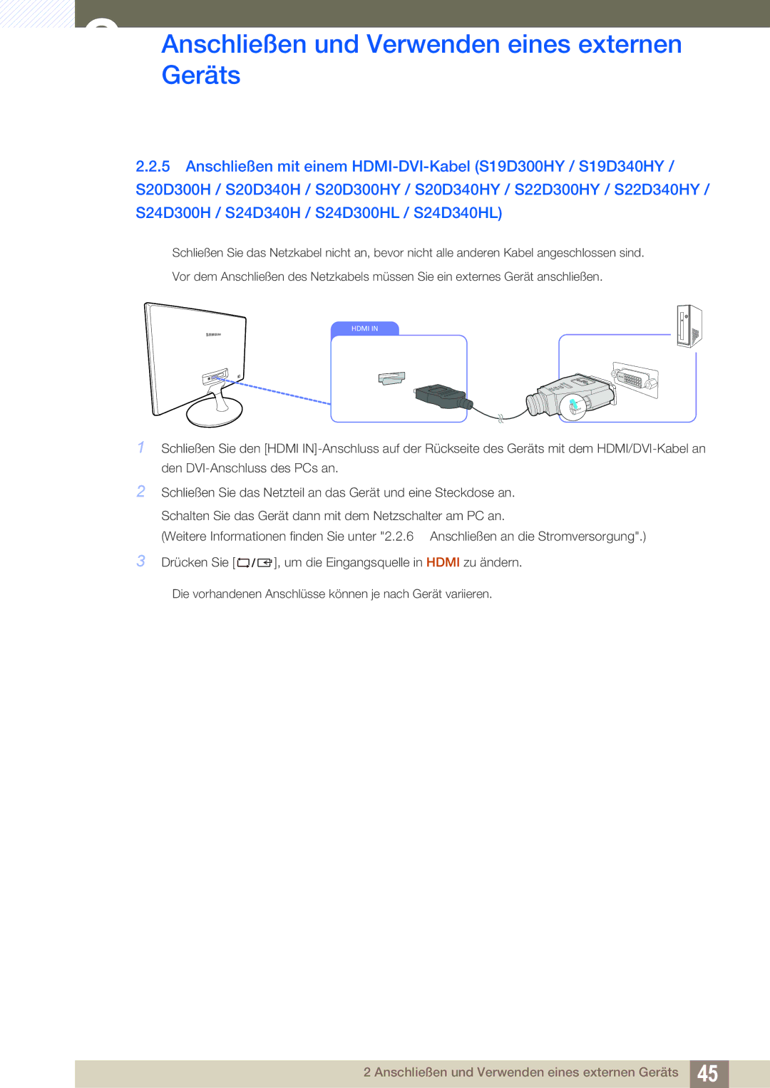 Samsung LS22D300HY/EN, LS24D340HSX/EN, LS24D300HS/EN, LS24D300HL/EN, LS22D300NY/EN, LS19D300NY/EN manual Hdmi 