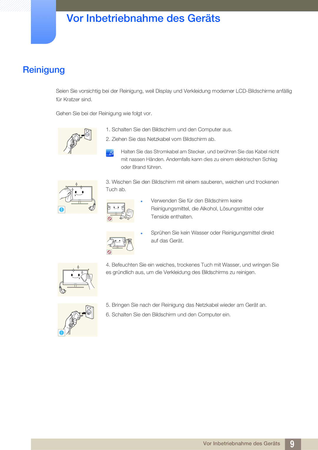 Samsung LS22D300HY/EN, LS24D340HSX/EN, LS24D300HS/EN, LS24D300HL/EN, LS22D300NY/EN, LS19D300NY/EN manual Reinigung 