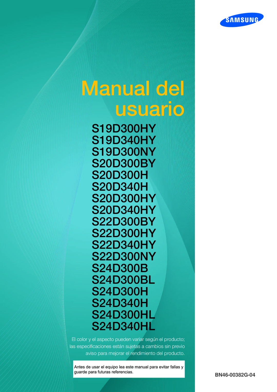 Samsung LS24D300HS/EN, LS24D340HSX/EN, LS24D300HL/EN, LS22D300HY/EN, LS22D300NY/EN, LS19D300NY/EN manual Manual del usuario 