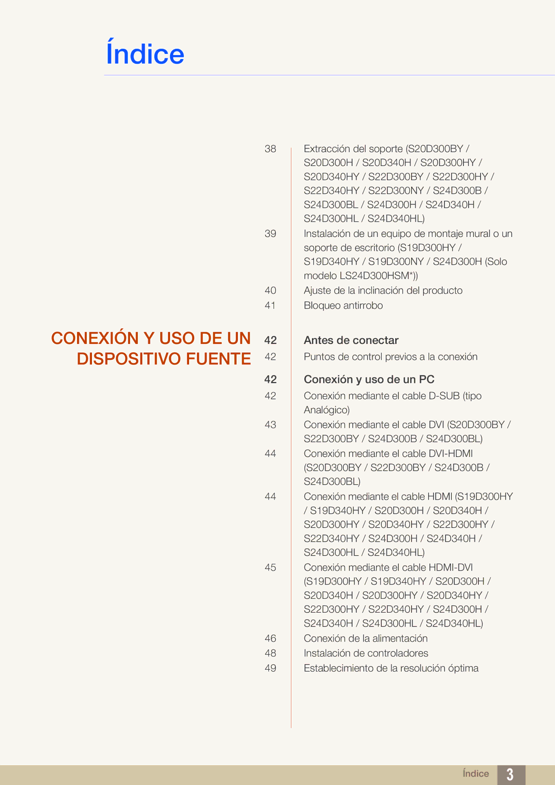 Samsung LS22D300HY/EN, LS24D340HSX/EN, LS24D300HS/EN, LS24D300HL/EN, LS22D300NY/EN Conexión Y USO DE UN Dispositivo Fuente 