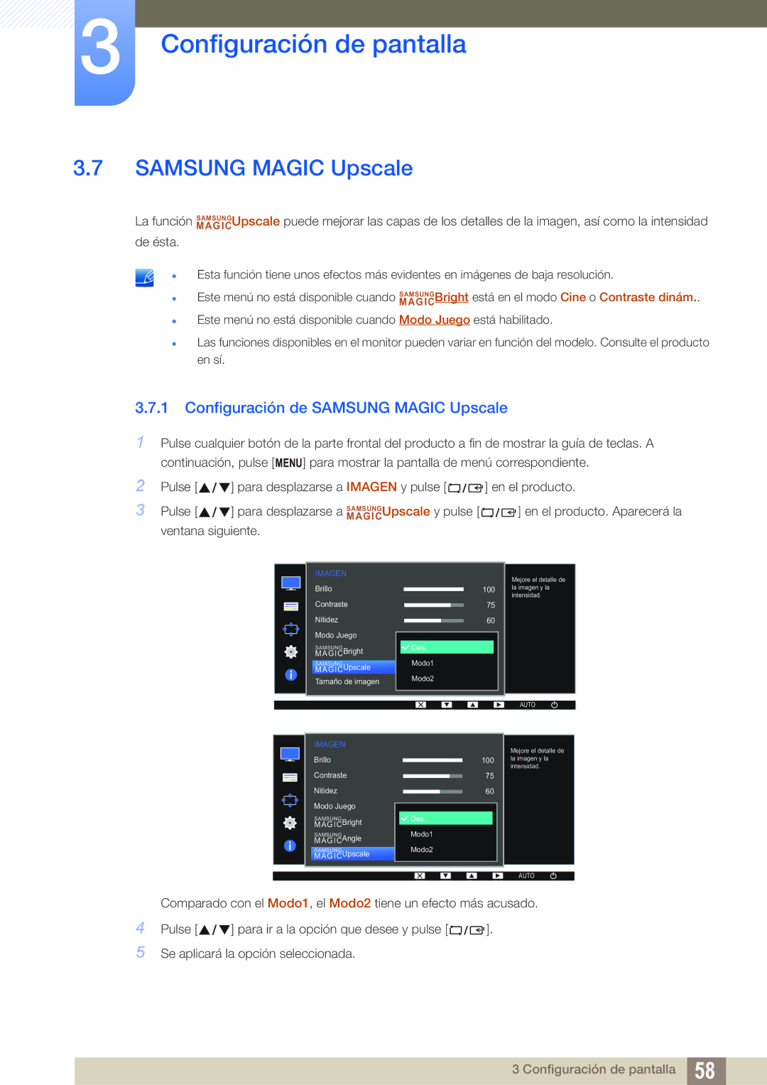 Samsung LS22D300NY/EN, LS24D340HSX/EN, LS24D300HS/EN, LS24D300HL/EN, LS22D300HY/EN Configuración de Samsung Magic Upscale 