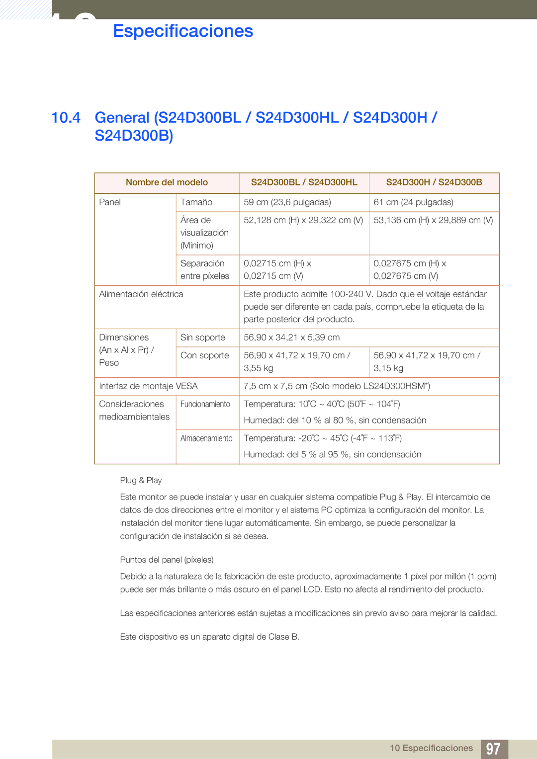 Samsung LS24D300HS/EN, LS24D340HSX/EN, LS24D300HL/EN, LS22D300HY/EN manual General S24D300BL / S24D300HL / S24D300H / S24D300B 