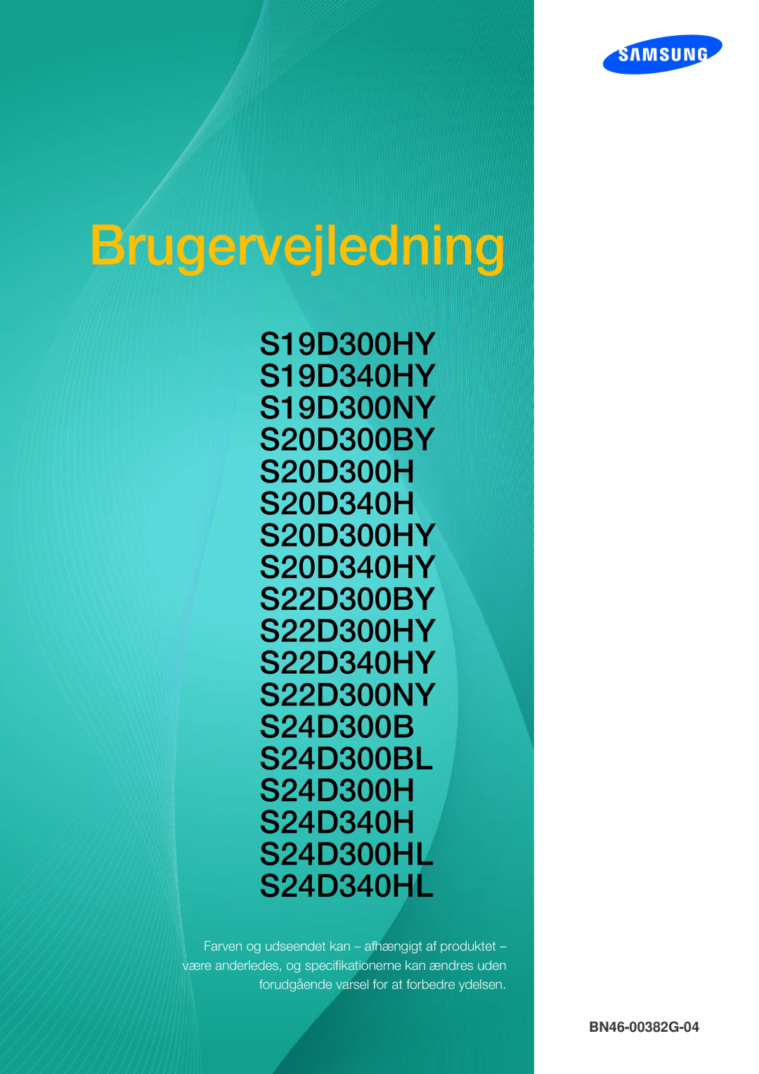 Samsung LS24D300HS/EN, LS24D340HSX/EN, LS24D300HLR/EN manual Brugervejledning 