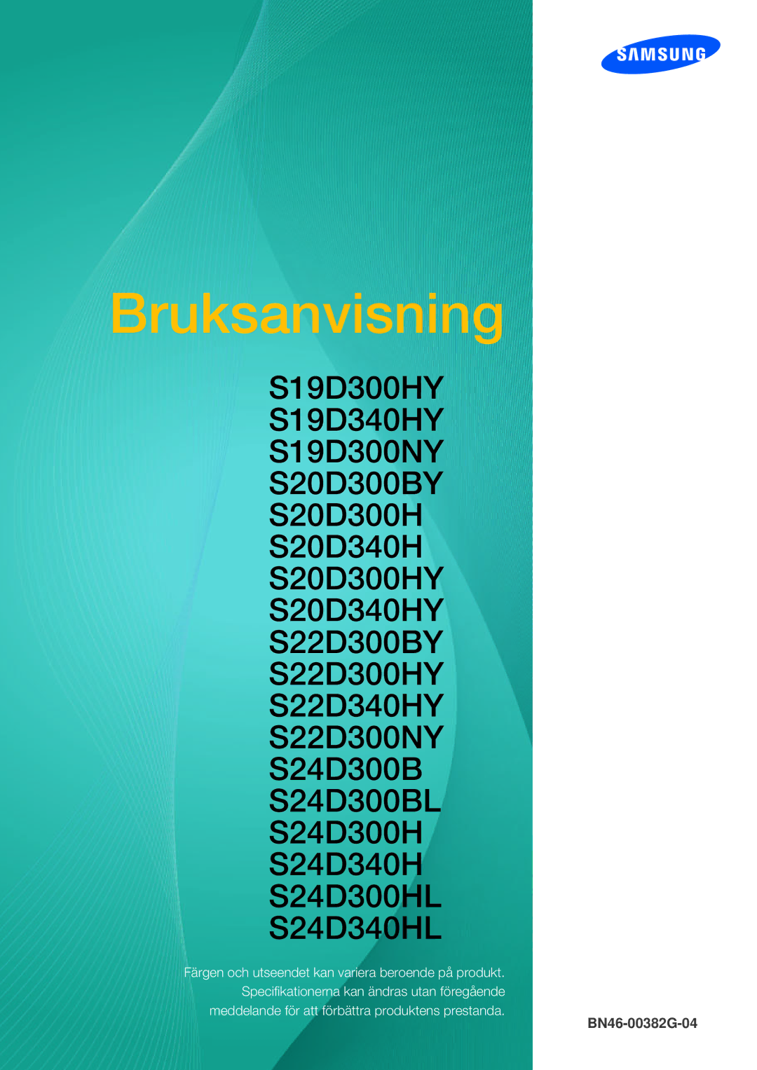 Samsung LS24D300HS/EN, LS24D340HSX/EN, LS24D300HLR/EN manual Brukerhåndbok 