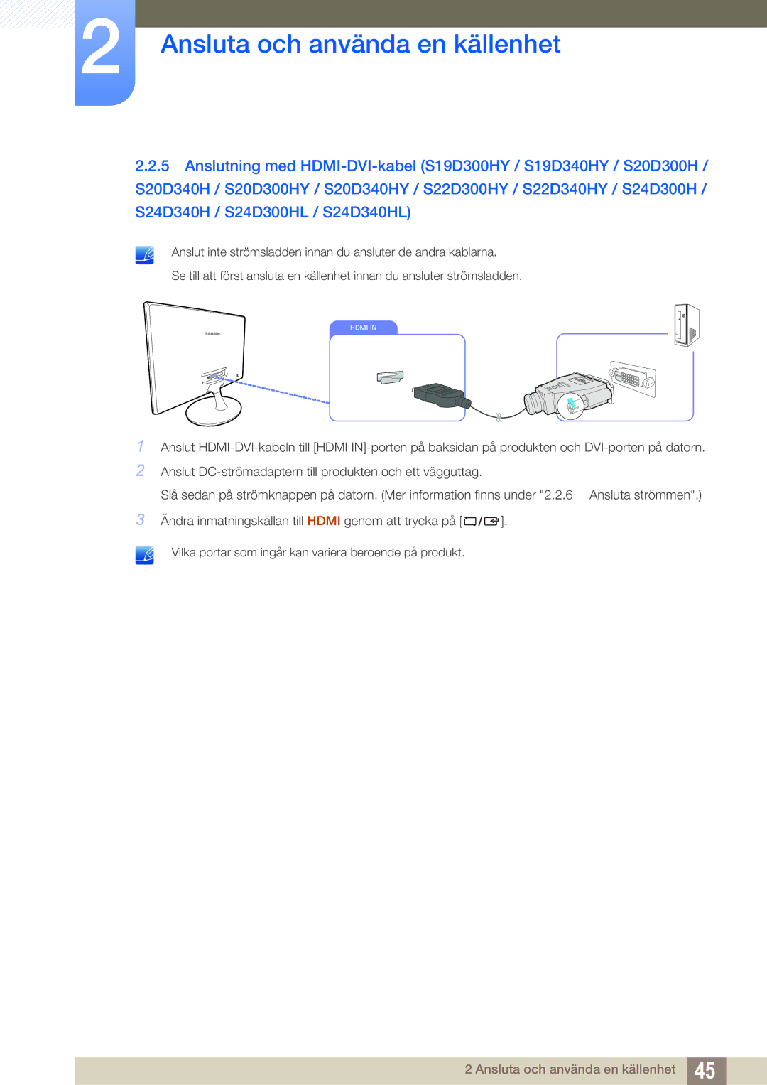 Samsung LS24D340HSX/EN, LS24D300HS/EN, LS24D300HLR/EN manual Hdmi 